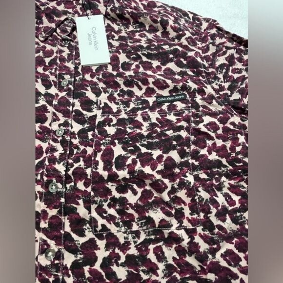 Calvin Klein Jeans Women's Animal Print Shirt Small, Long Sleeve | New - Picture 9 of 15